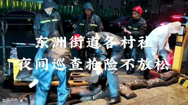 抗台防汛进行时!东洲街道各村社夜间巡查抢险不松劲