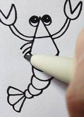 虾的简笔画法幼儿图片