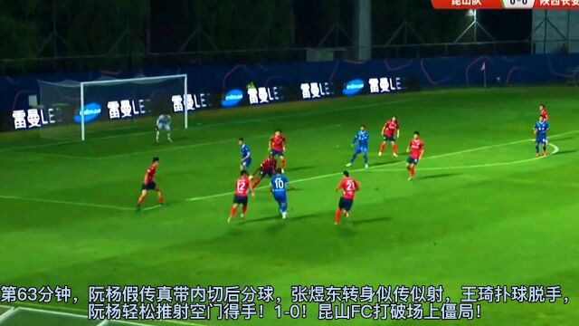 中甲:昆山FC1比1陕西长安竞技集锦