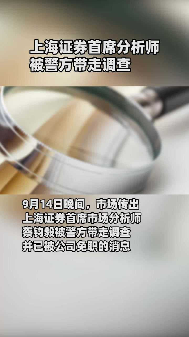 上海证券首席分析师被警方带走调查腾讯视频}