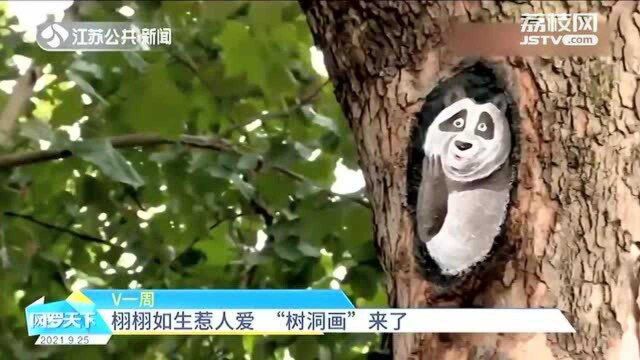 栩栩如生惹人爱 泰州动物园“树洞画”来了