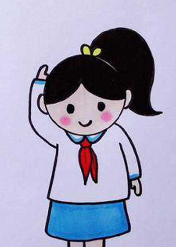 画敬礼小女孩#简笔画 #一起学画画
