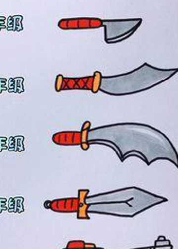 不同年级画武器 你喜欢哪个年级的画法?#一起学画画 #简笔画