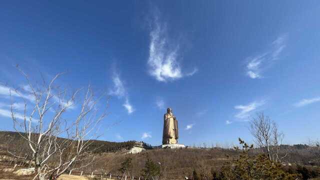 山东曲阜尼山圣境冬日清晨风光