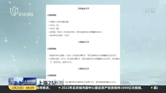 上海25所院校春招校测入围资格线公布 公办院校上涨