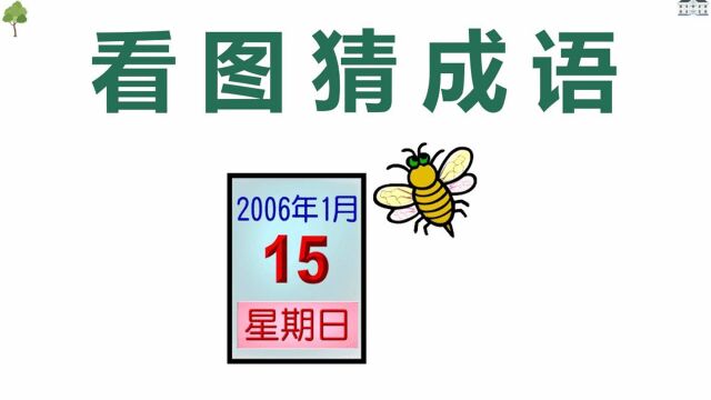 看图猜成语:一页日历和一只蜜蜂,答案一般人很难想到!