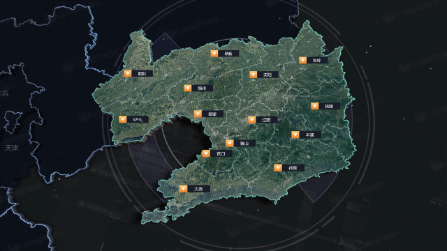 【山海鲸可视化模板】辽宁省3d地图_写实风三维地图