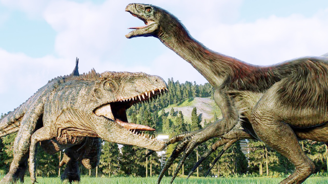 镰刀龙vs真巨兽龙侏罗纪世界进化2代