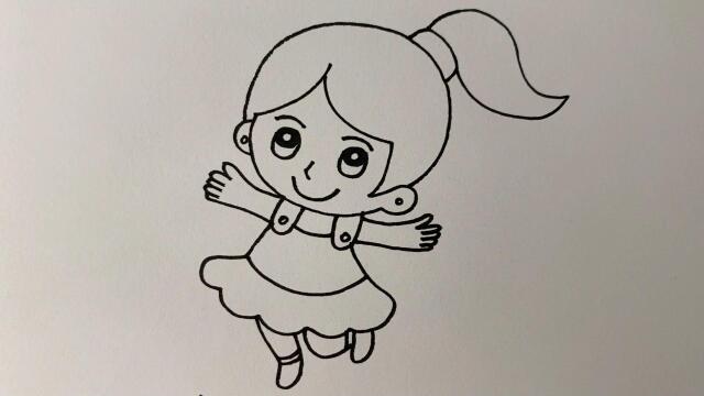 画乐观向上的马尾辫女孩