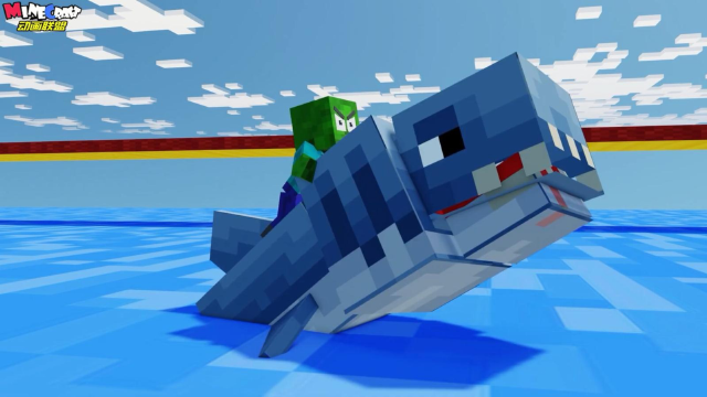 我的世界:大夏天就适合去游泳,但水里还有鲨鱼?谁能得第一名?