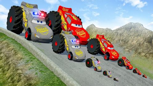 【BeamNG】带着怪物卡车轮子的大小警察麦昆&大小麦昆的勇者之旅