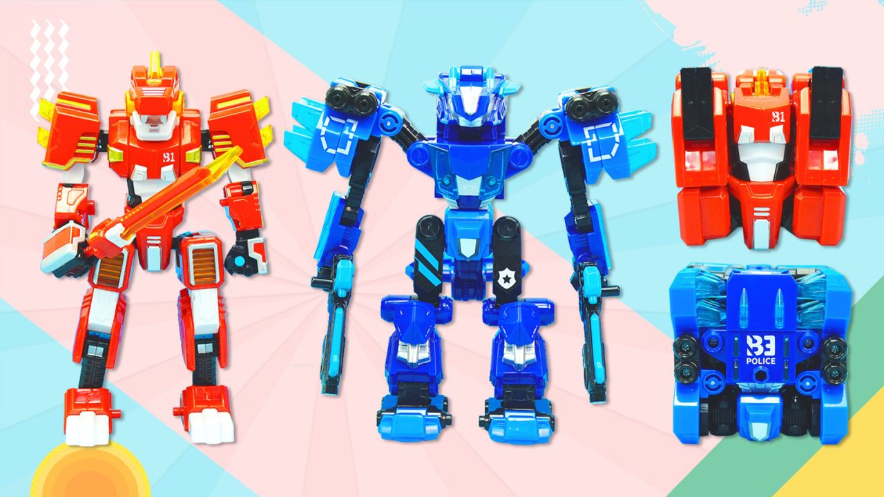 心奇爆龙战车6豪华版变形玩具:能量魔方变霸王龙人和甲龙人_腾讯视频