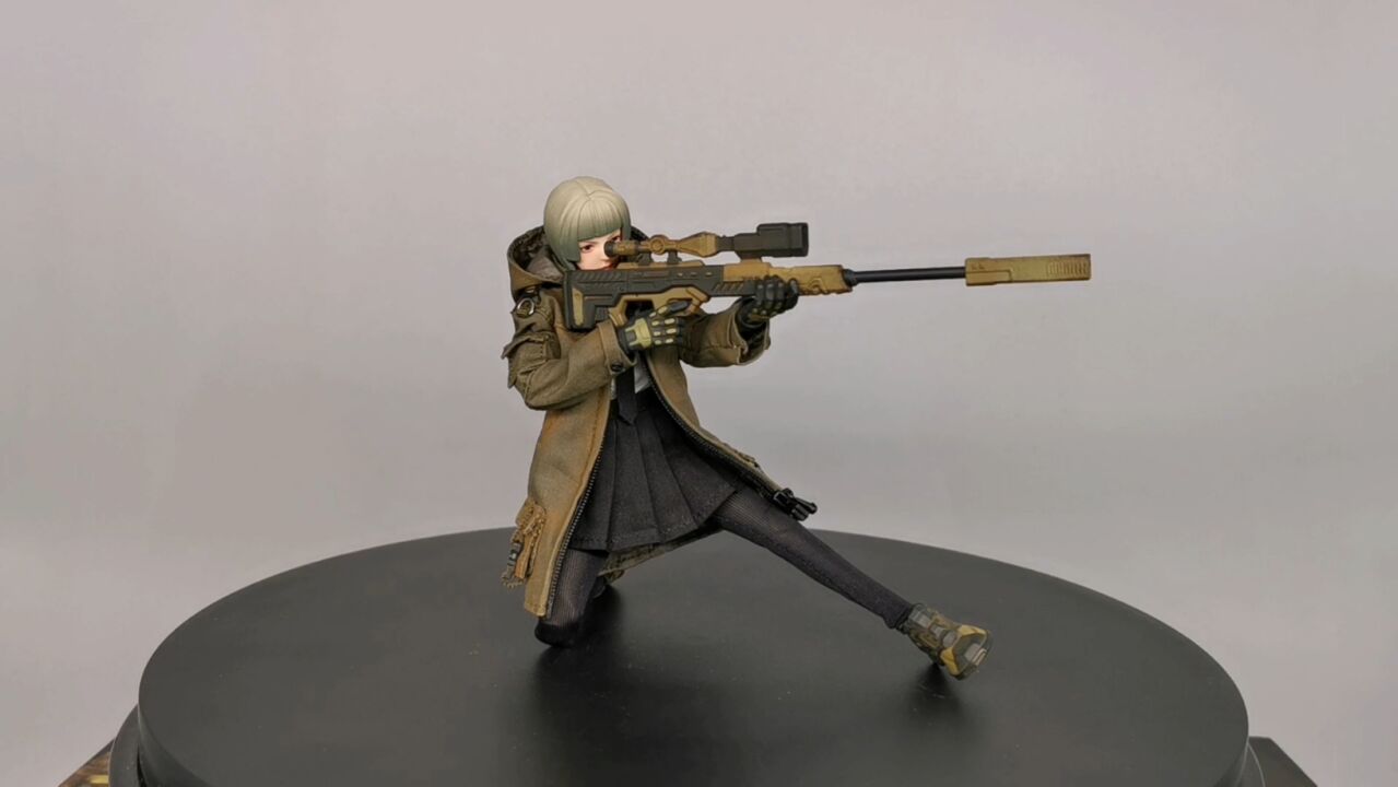 开封兵人开箱测评:九级社混沌前线女狙击手凛武装jk少女布衣可动人偶