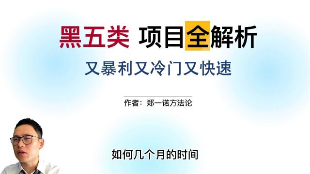 郑一诺:暴利冷门项目黑五类拆解,一个让人又爱又恨的赚钱项目!