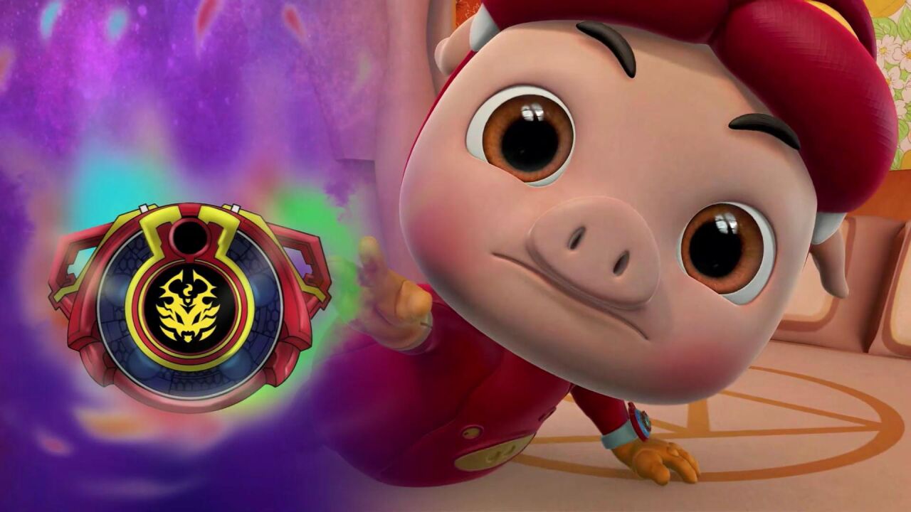 猪猪侠变身小英雄：五灵锁和五灵王的关系，超人强使用黑暗之锁！_腾讯视频