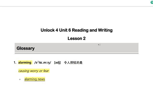 U4 Unit6 Lesson2 英英释义