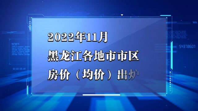 黑龙江各地市2022年11月房价出炉:哈尔滨等8座城市下跌了