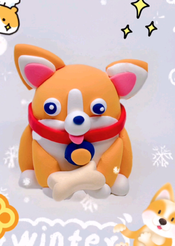 用超轻粘土制作柯基狗冰箱贴