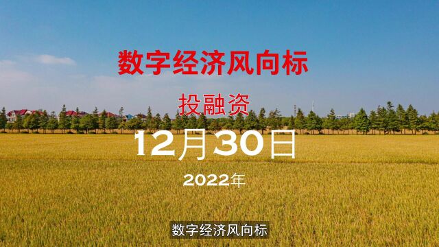 数字经济风向标投融资篇2022年12月30日