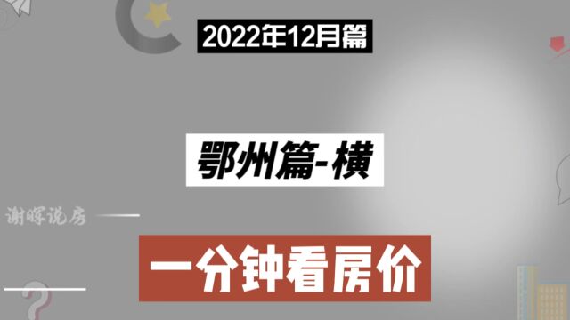 鄂州篇横,一分钟看房价走势(2022年12月篇)