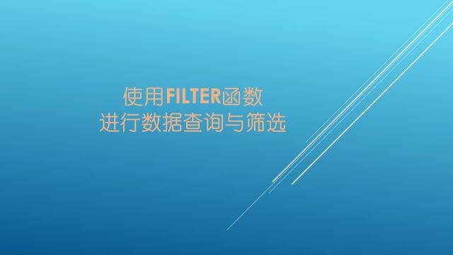 使用Filter函数进行数据查询与筛选