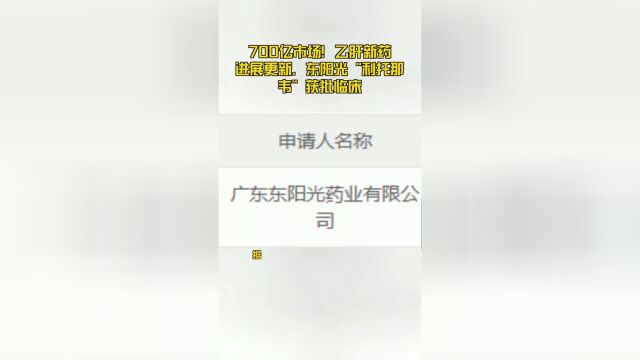 700亿市场!攻坚乙肝新药,东阳光药业「利托那韦」获批临床