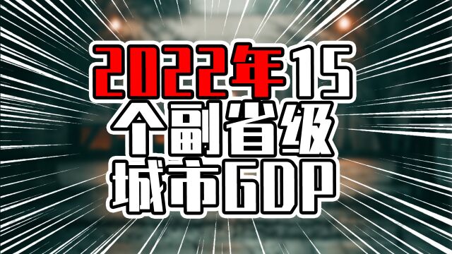 15个副省级城市2022年GDP,深圳广州遥遥领先,武汉超过杭州