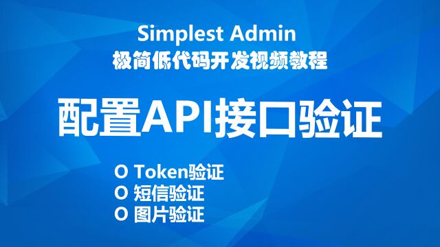 配置API接口的验证方式支持令牌、短信、图片验证