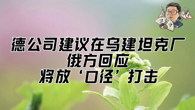 花千芳:德公司建议在乌建坦克厂,俄方回应,将放'口径'打击