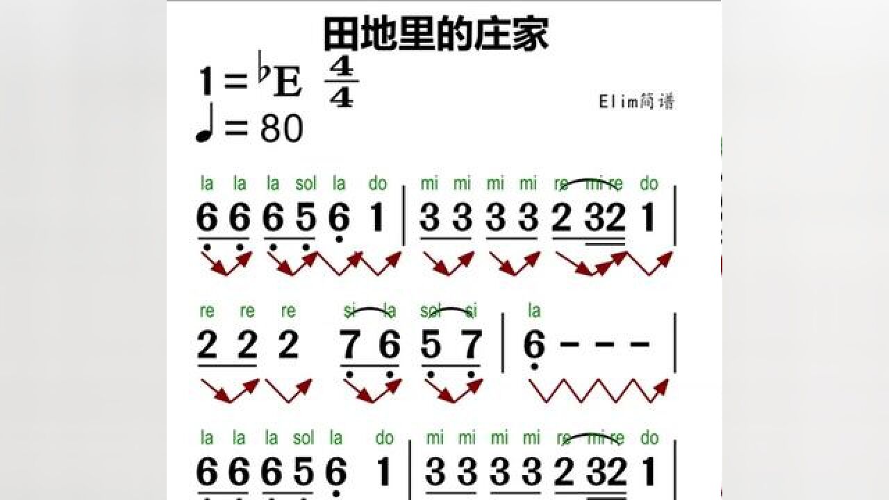 田地里的庄稼歌词歌谱图片