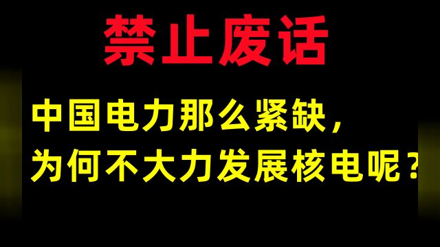 禁止废话:中国电力那么紧缺,为何不大力发展核电呢?