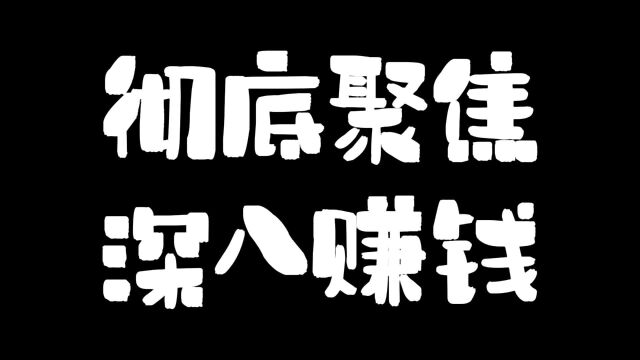 彻底聚焦深入赚钱