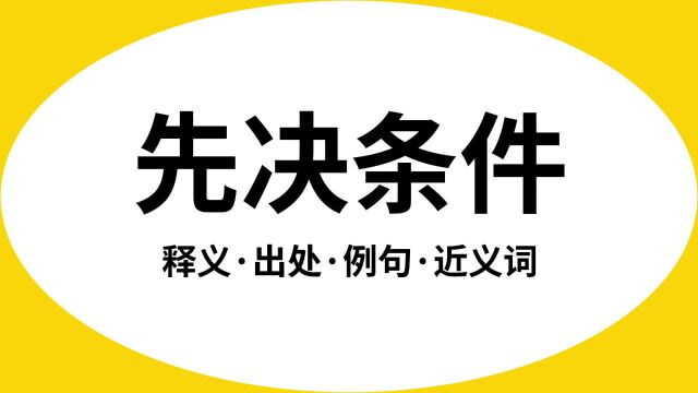 “先决条件”是什么意思?