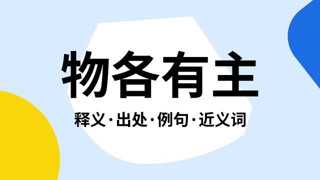 “物各有主”是什么意思?