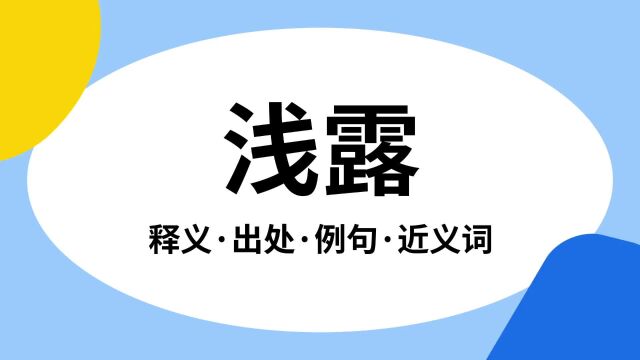 “浅露”是什么意思?