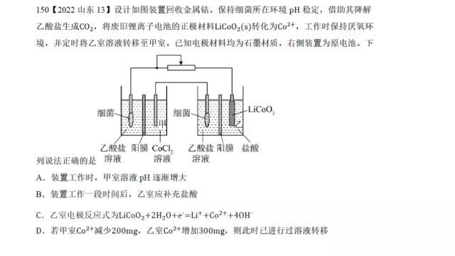 2022山东高考化学13电化学