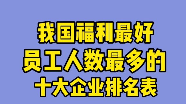 我国福利最好员工人数最多的十大企业排名表