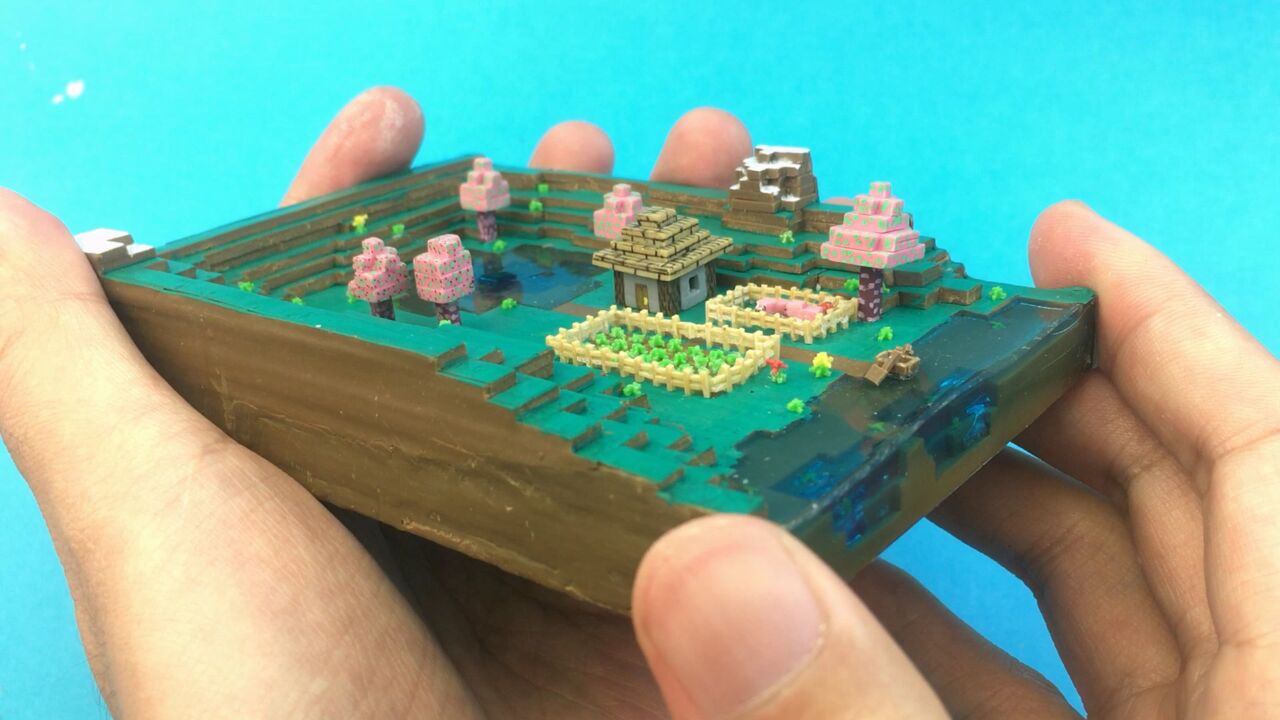 我的世界：软陶黏土手工制作Minecraft美丽的迷你樱花村庄_高清1080P在线观看平台_腾讯视频