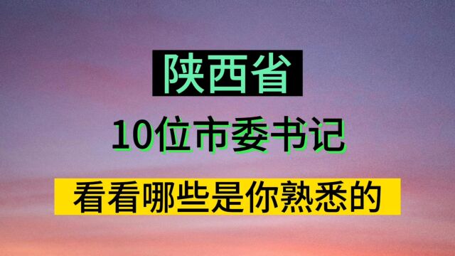 陕西省的10位市委书记,看看哪些是你熟悉的,特别是最后一位,还是女性领导