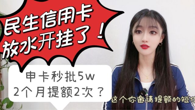 民生信用卡放水开挂了?申卡能秒批5万,2个月提额2次固定?