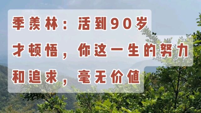 季羡林:活到90岁才顿悟,你这一生的努力和追求,毫无价值