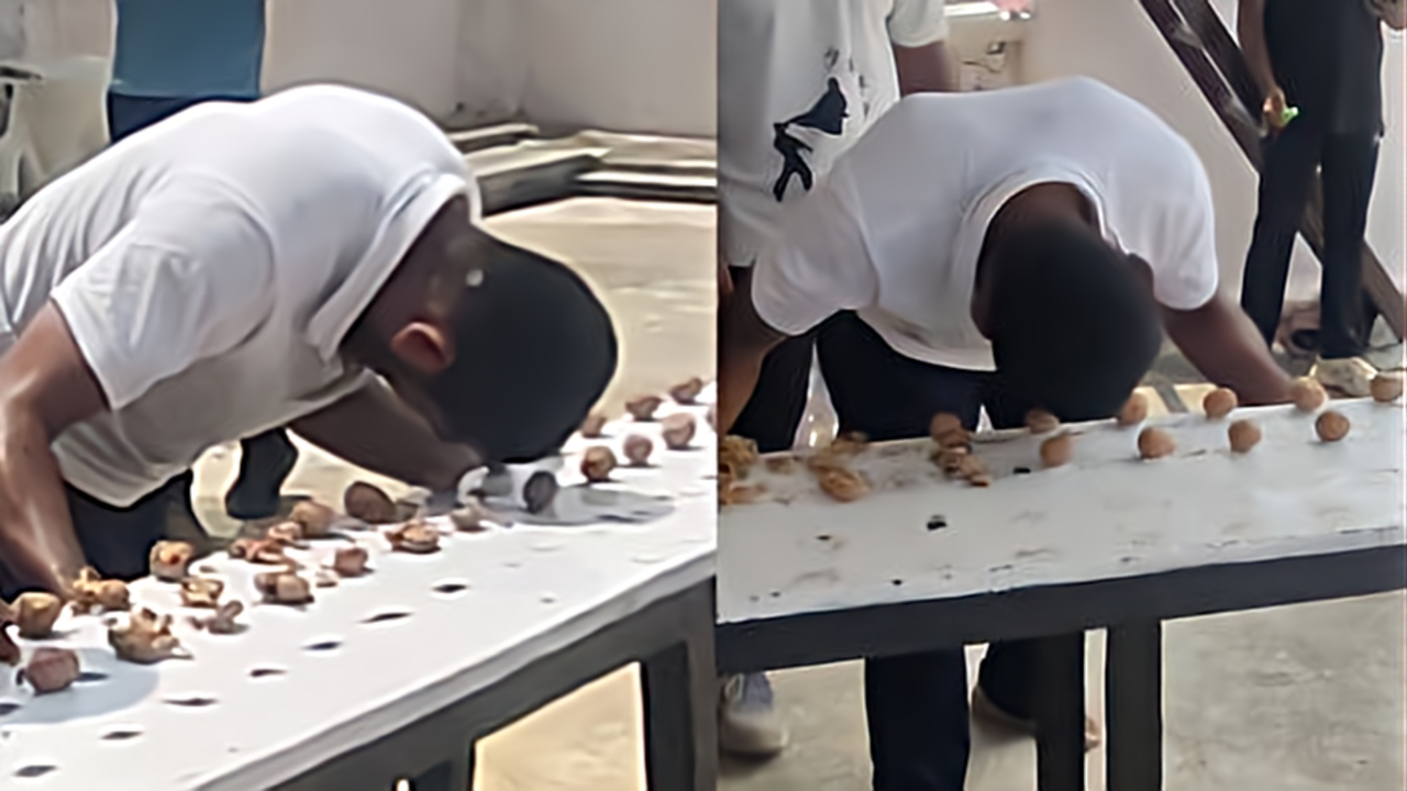 印度男子1分钟用头砸碎273颗核桃,创造新的吉尼斯世界纪录