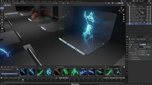 【Blender预设】Ultimate Lightning Pack V1.2 电流闪电特效资产