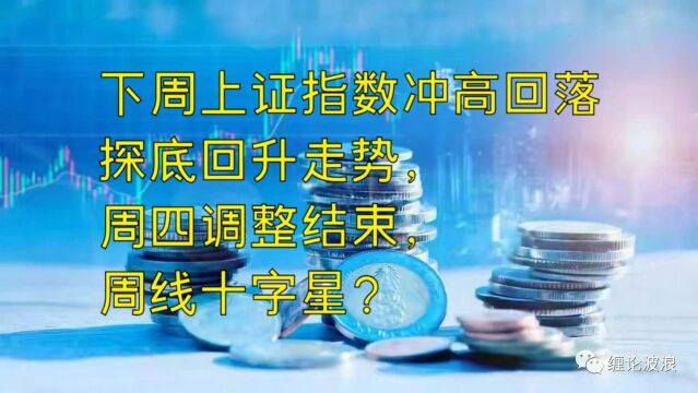 下周上证指数冲高回落探底回升走势,周四调整结束,周线十字星?