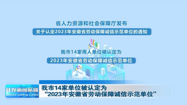 我市14家单位被认定为“2023年安徽省劳动保障诚信示范单位”