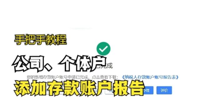 公司、个体户添加存款账户报告,新电子税务局,手把手操作