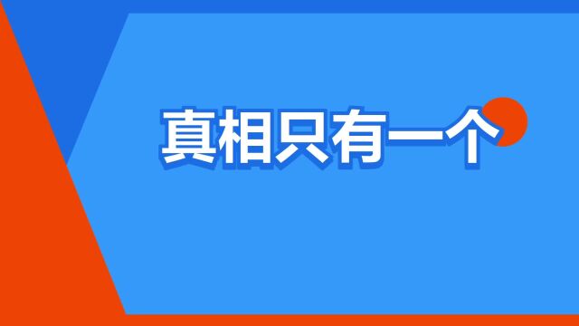 “真相只有一个”是什么意思?