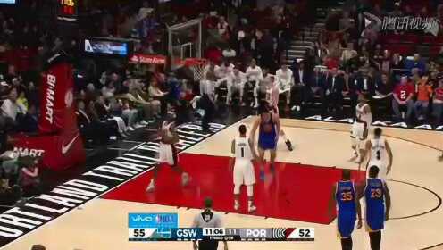 《NBA全场回放》【回放】勇士vs开拓者第3节 杜兰特1v2拉杆打进