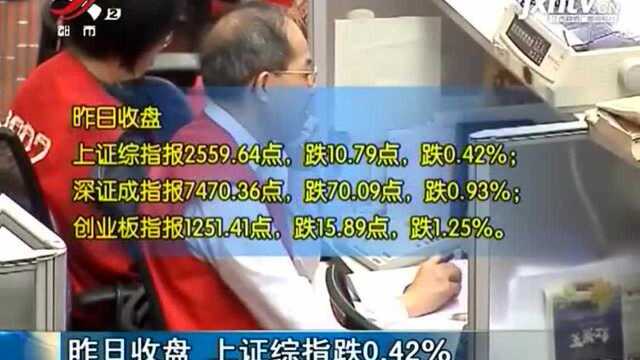 昨日收盘 上证指数跌0.42%