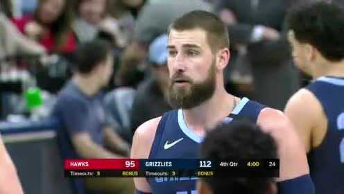 《NBA全场回放》老鹰vs灰熊第4节 特雷杨写意助飞柯林斯